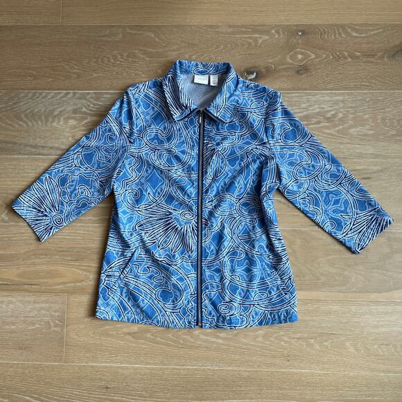 Chico's Weekends Emmy Scrolls Rosario Zip Jacket XS - Picture 1 of 3
